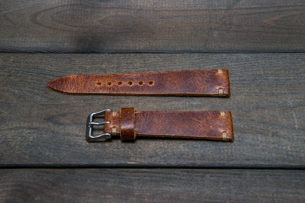 Dark Brown Rugged Leather Watch Strap