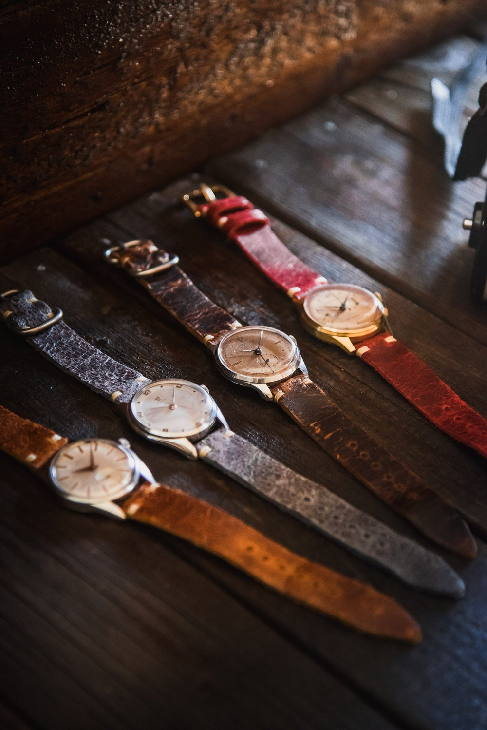 Ostrich leather watch straps/ Cognac color/ handmade to order in Finland