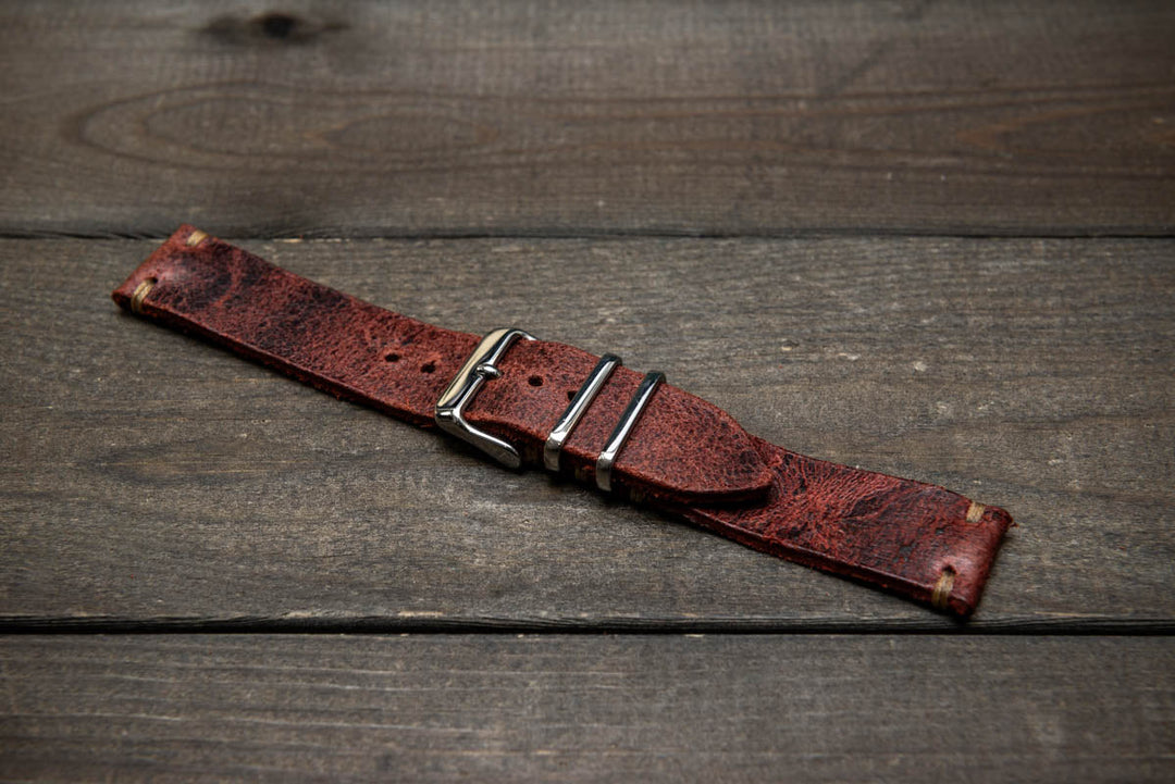 Suede vintage leather watch strap (Heritage), handmade in Finland - finwatchstraps