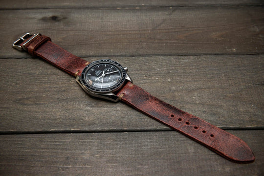 Suede vintage leather watch strap (Heritage), handmade in Finland - finwatchstraps