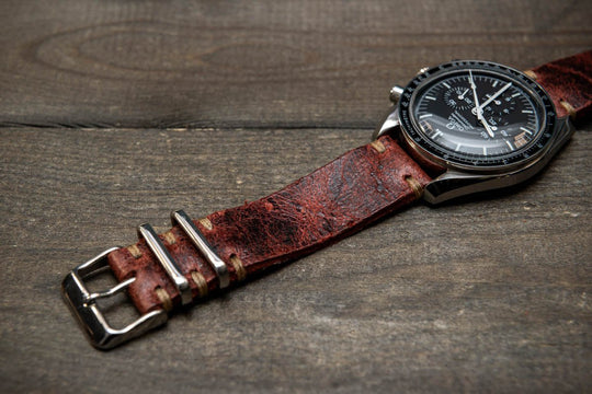 Suede vintage leather watch strap (Heritage), handmade in Finland - finwatchstraps