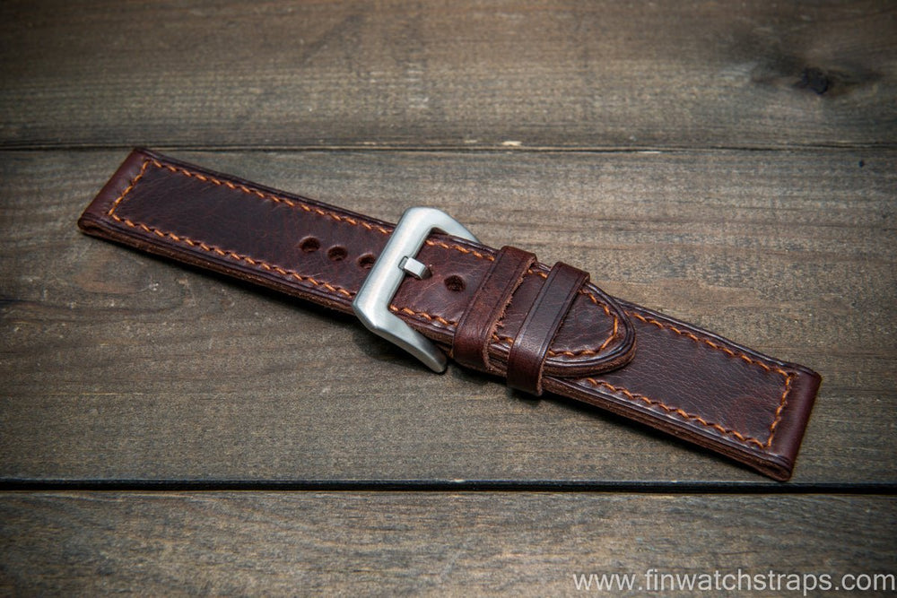 Black alligator leather strap - 24 mm 760P