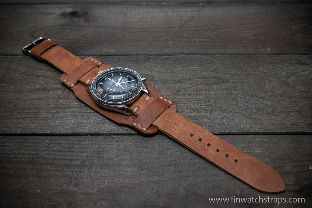 Bund style Leather Watch Strap Aviator model Lapland Reindeer