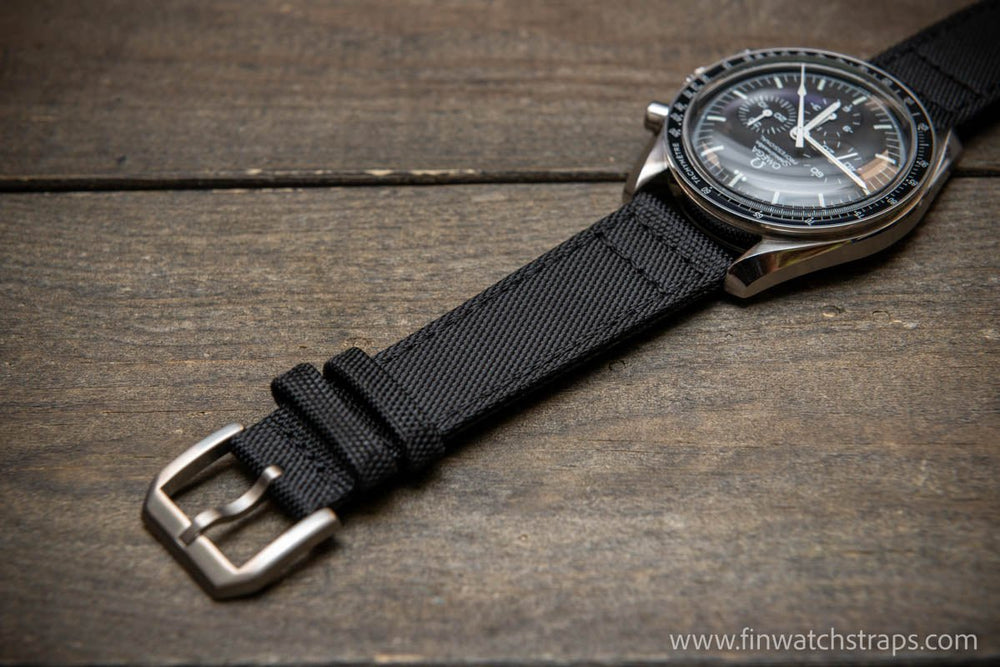 Black Leather And Canvas Strap