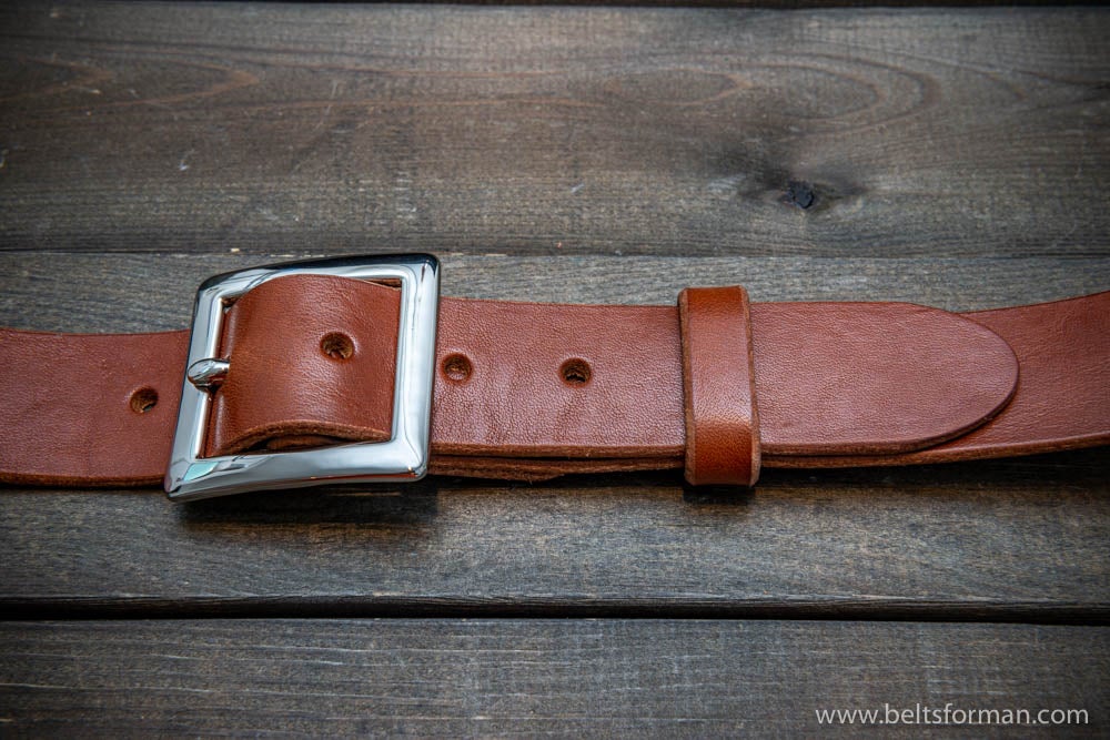 Cognac Ostrich Leather Belt Strap - 1 1/4 > 1 Taper