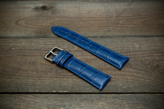 Leather watch strap, band made of calf leather with croc grain pattern 18, 19, 20, 21, 22 mm, Quick Release. - finwatchstraps