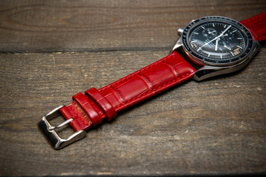 Leather watch strap, band made of calf leather with croc grain pattern 18-24 mm - finwatchstraps