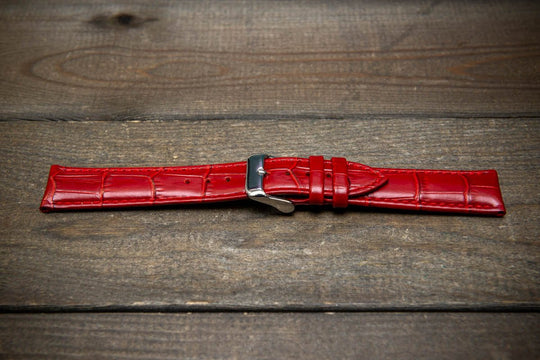 Leather watch strap, band made of calf leather with croc grain pattern 18-24 mm - finwatchstraps