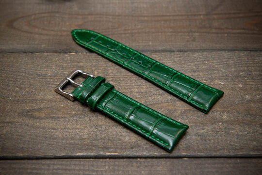 Leather watch strap, band made of calf leather with croc grain pattern 18-24 mm - finwatchstraps