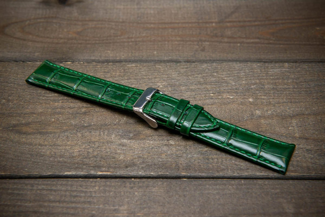 Leather watch strap, band made of calf leather with croc grain pattern 18-24 mm - finwatchstraps