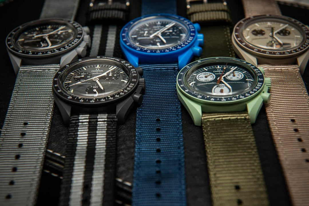 Nylon Military Watch Strap, army two piece watch band, MoonSwatch Watch Strap. - finwatchstraps