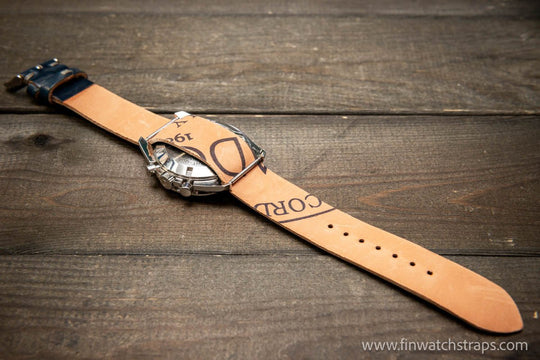 One piece Shell Cordovan watch strap. Handmade in Finland, 10-26 mm. - finwatchstraps
