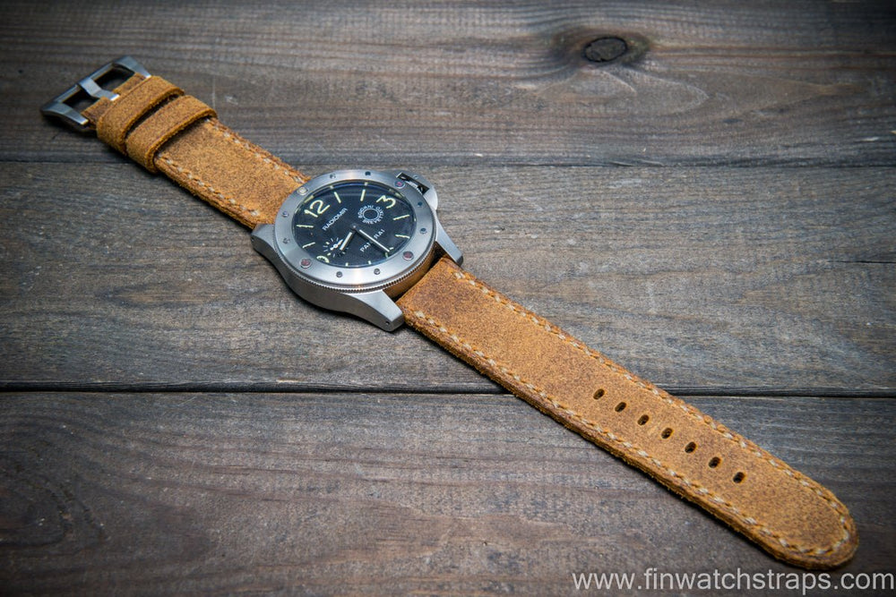 Pacific Blue Ostrich Leather strap for Panerai style timepieces