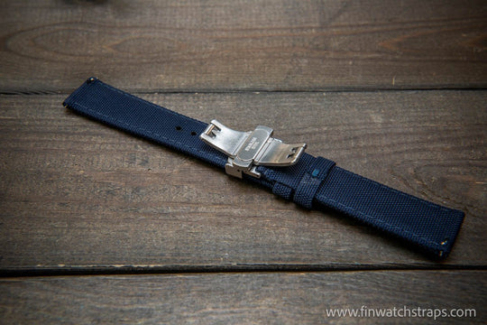 Sailcloth waterproof watch strap. Deployment clasp. - finwatchstraps