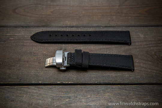 Sailcloth waterproof watch strap. Deployment clasp. - finwatchstraps