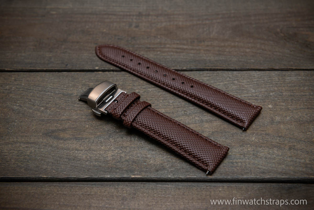 Leather Watch Strap - Natural, Brown / Matte Black / 24mm