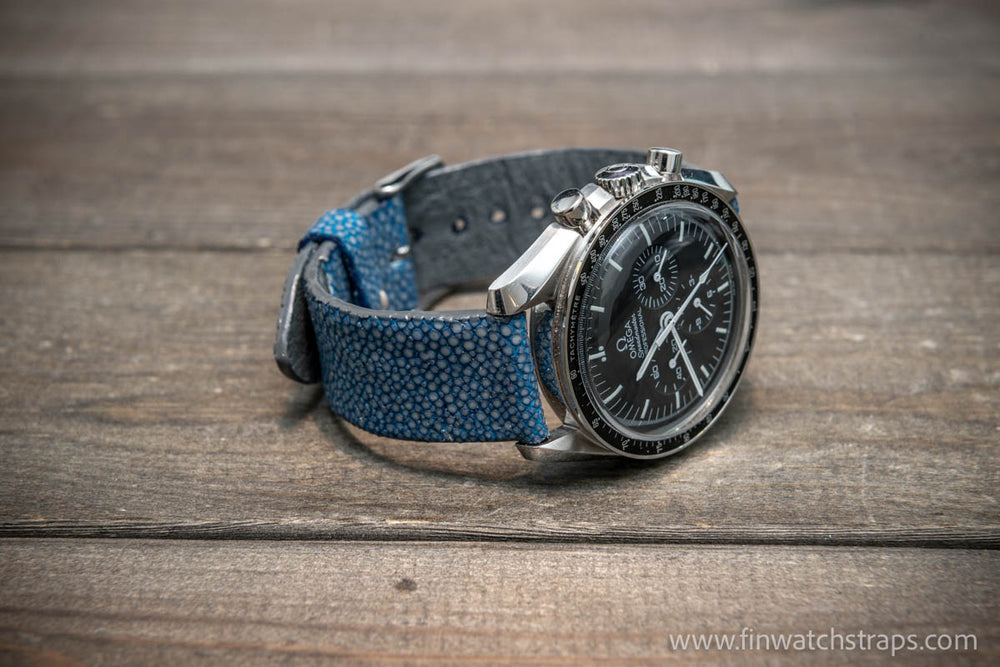 Light Blue Ostrich Leather Watch Band