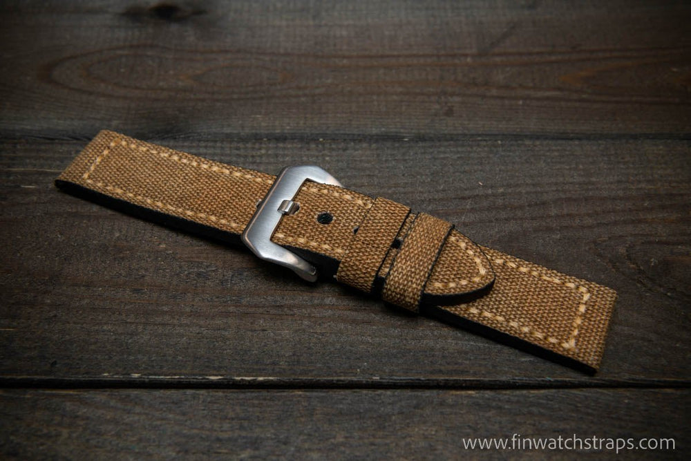 Cognac Italian Vintage Leather Military Watch Band 20mm