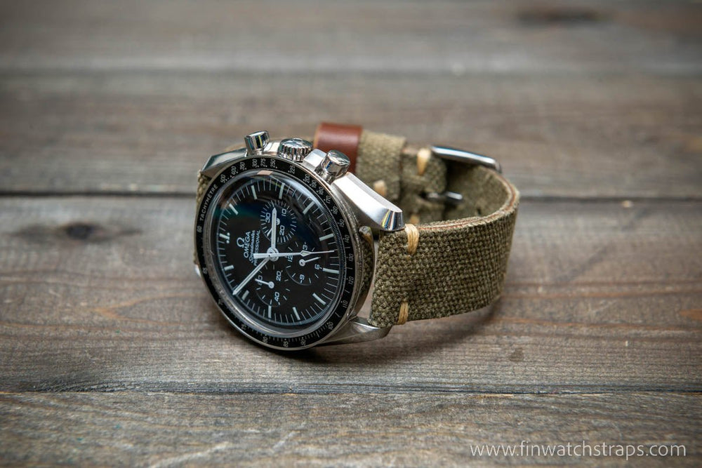 Green Washed Canvas Watch Band